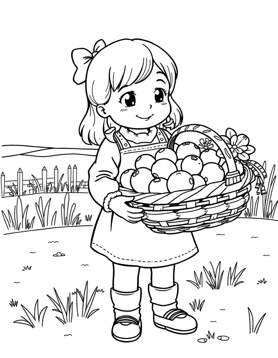 (Idaho) A girl holding a basket of potatoes