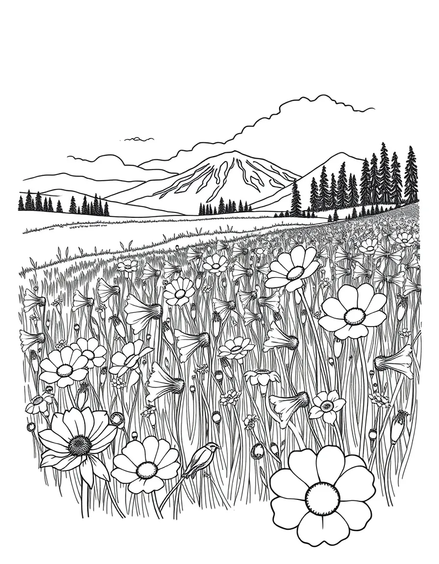 (Idaho) A field of blooming wildflowers in Idaho