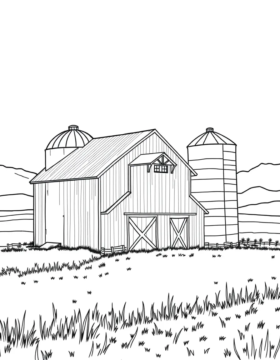 (Idaho) A barn with silos in rural Idaho