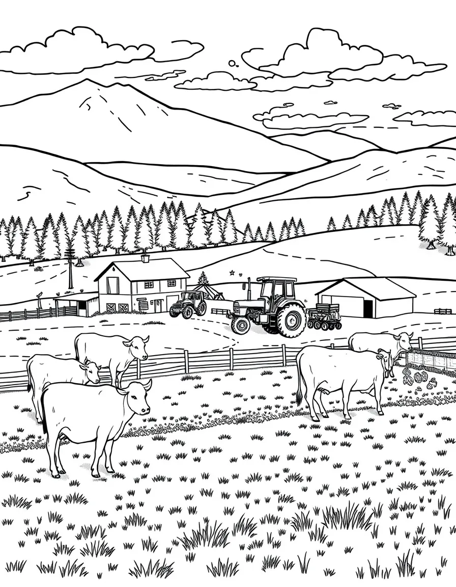 (Idaho) A farm with cows and tractors in Idaho