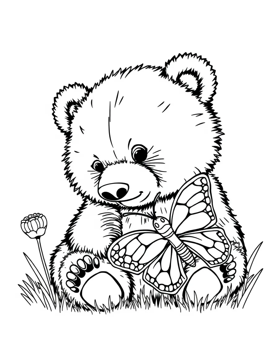 (Idaho) A bear cub playing with a butterfly