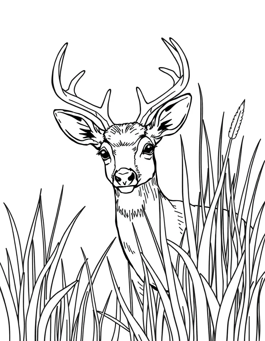(Idaho) A deer peeking out from tall grass