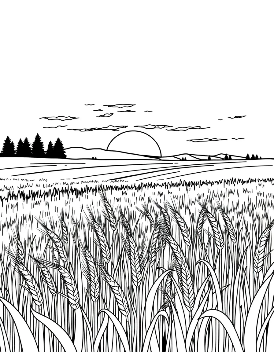 (Idaho) A sunset over an Idaho wheat field