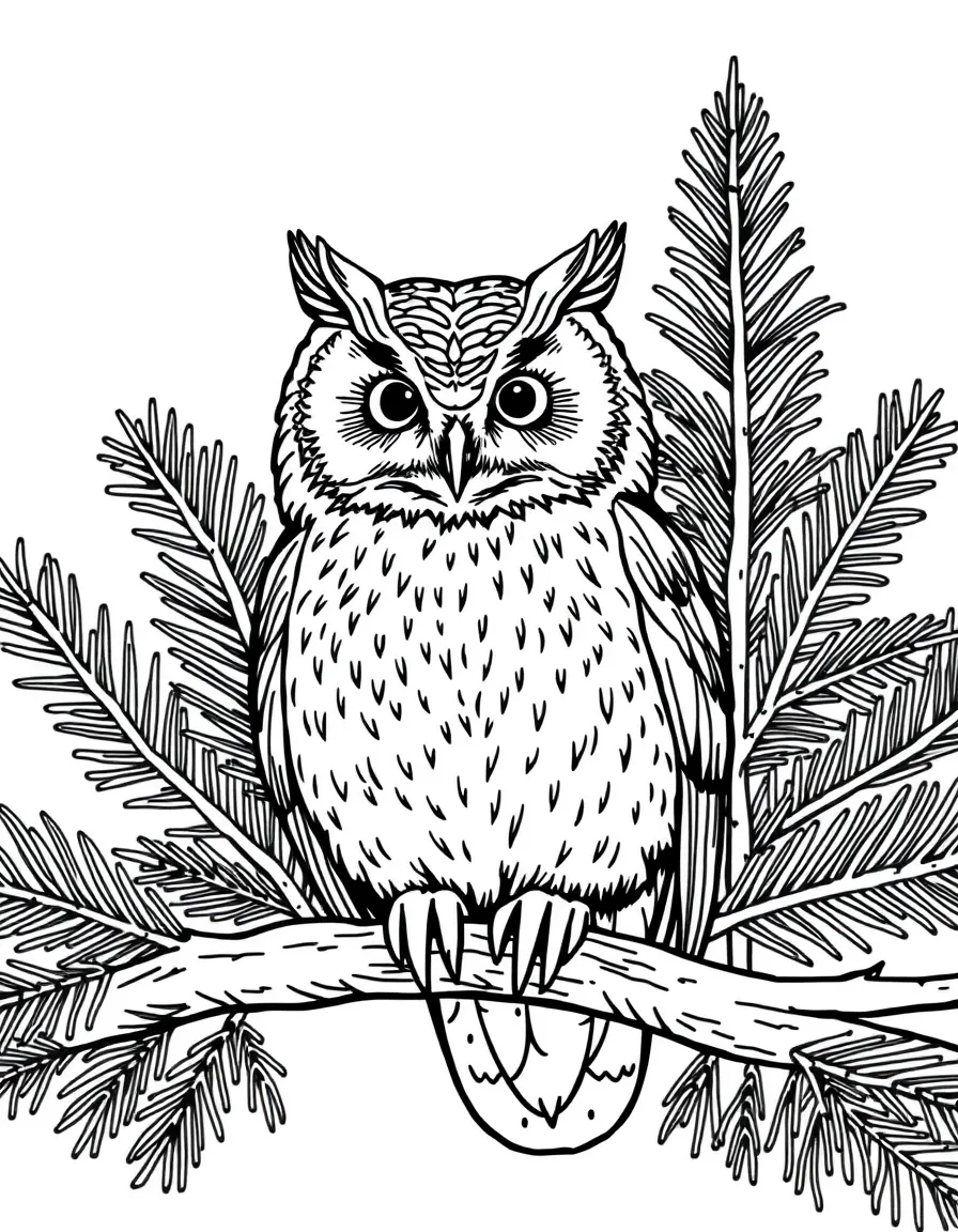 (Idaho) An owl perched on a pine branch