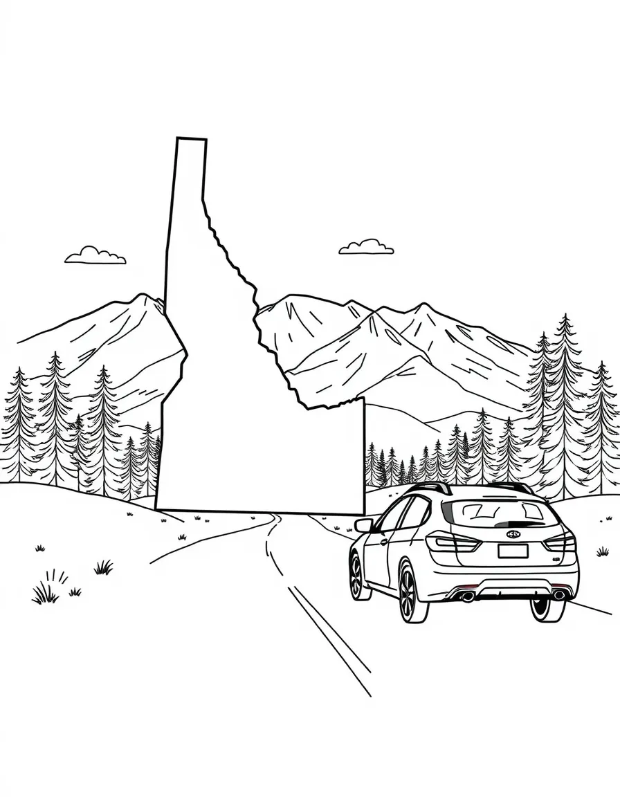 (Idaho) A scenic Idaho road trip with a car and map