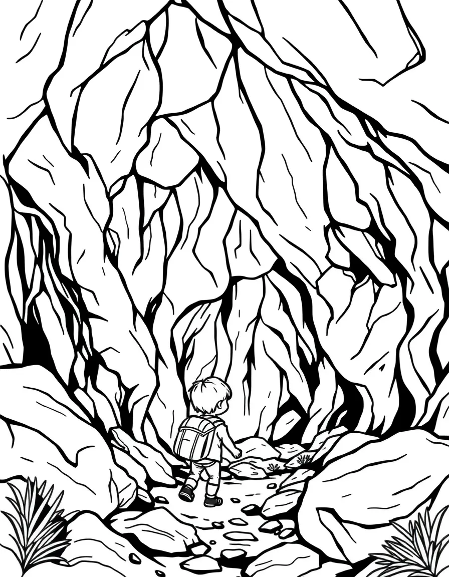 (Idaho) A child exploring a cave in Idaho