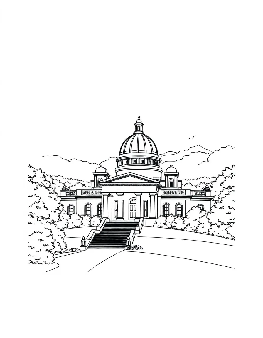 (Virginia) Monticello, Thomas Jefferson's mountaintop home with its distinctive dome