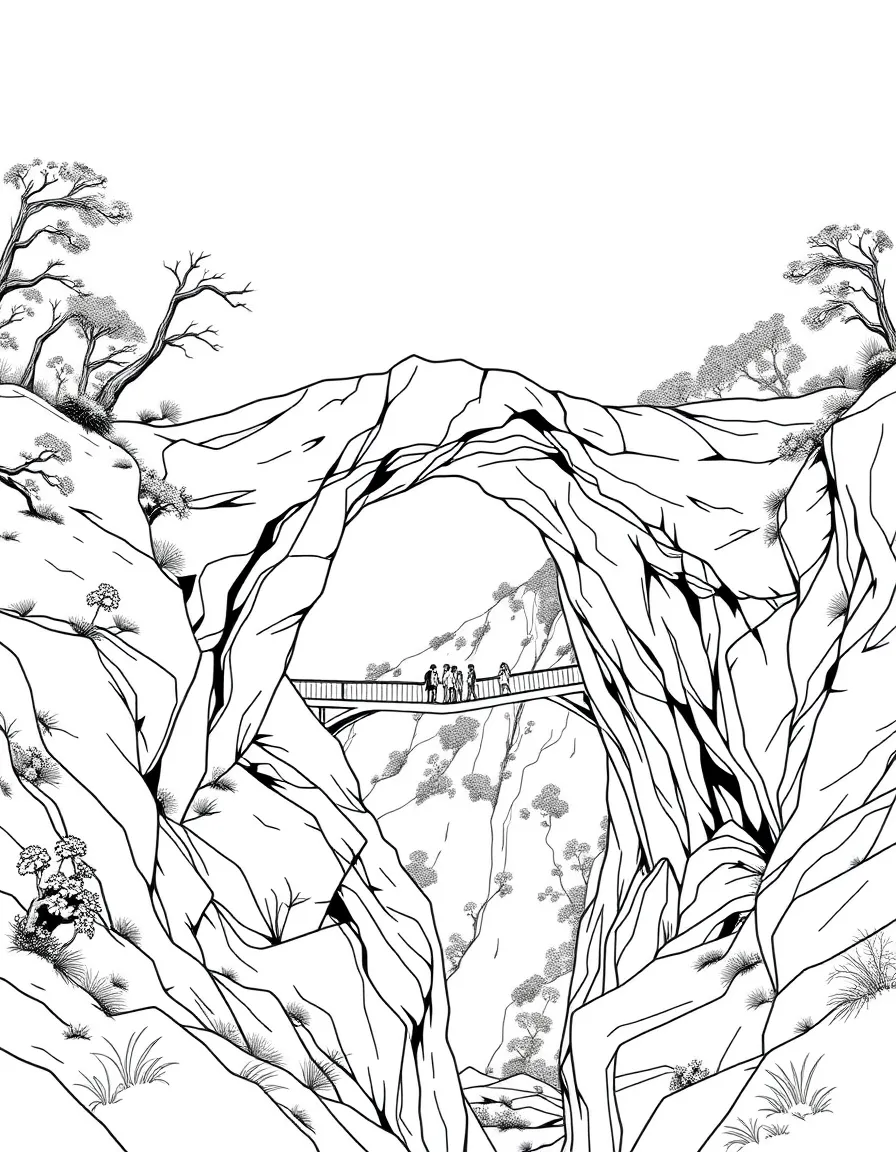 (Virginia) The Natural Bridge rock formation with people walking underneath