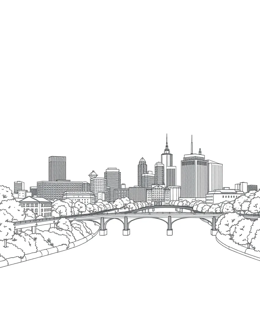 (Virginia) Richmond's skyline with the James River flowing through