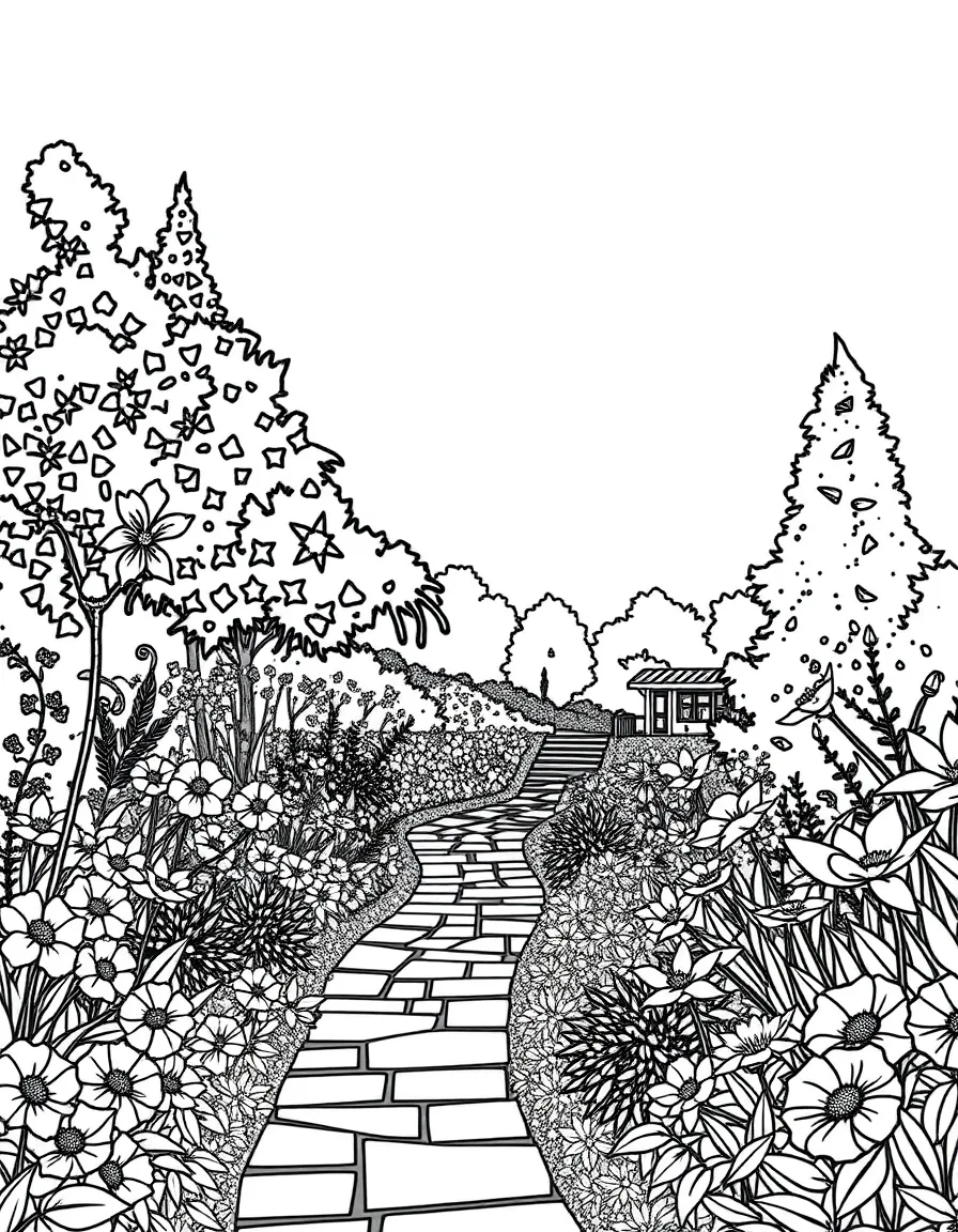 (Virginia) Norfolk Botanical Garden with beautiful flowers and pathways