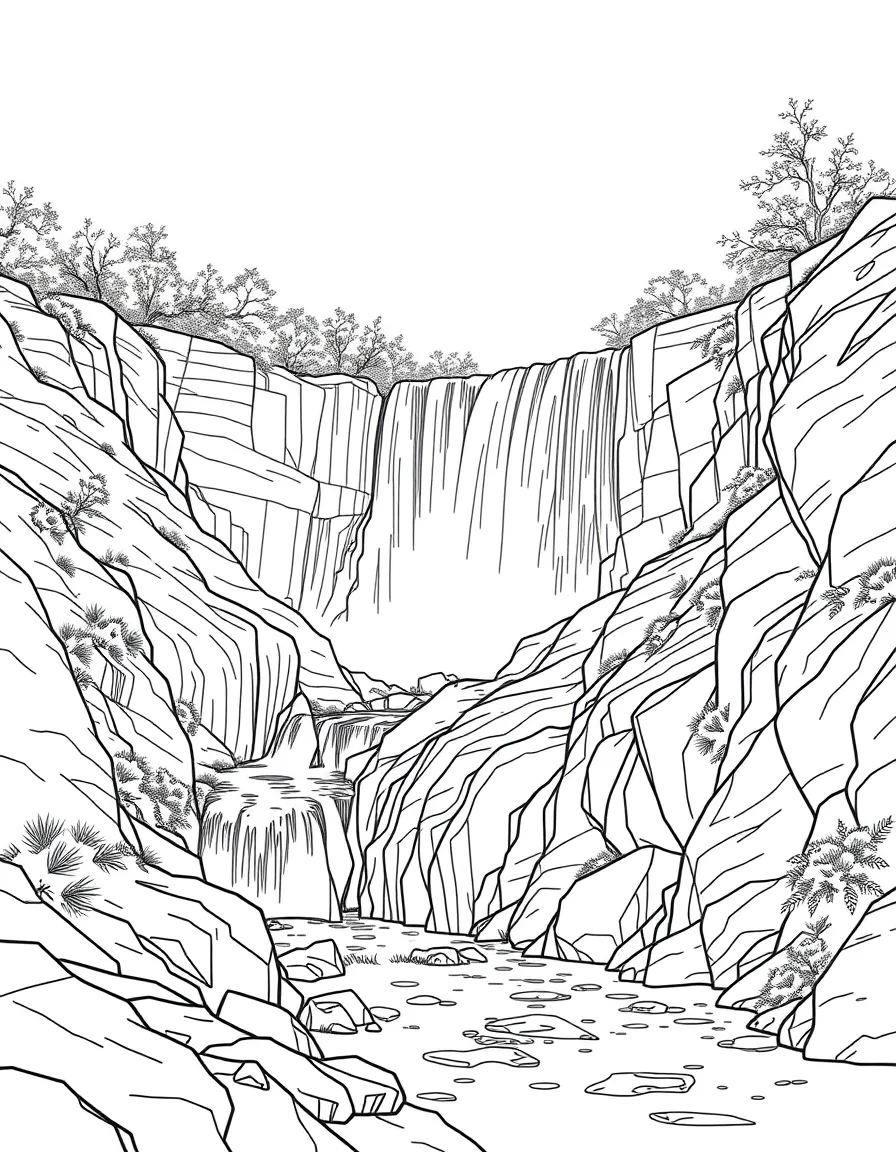 (Virginia) Great Falls Park with rushing waterfalls and rocky cliffs
