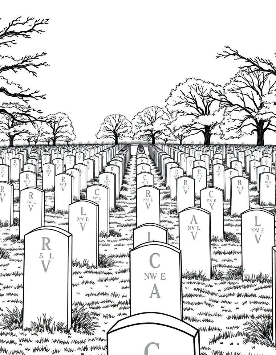 (Virginia) Arlington National Cemetery with rows of white headstones