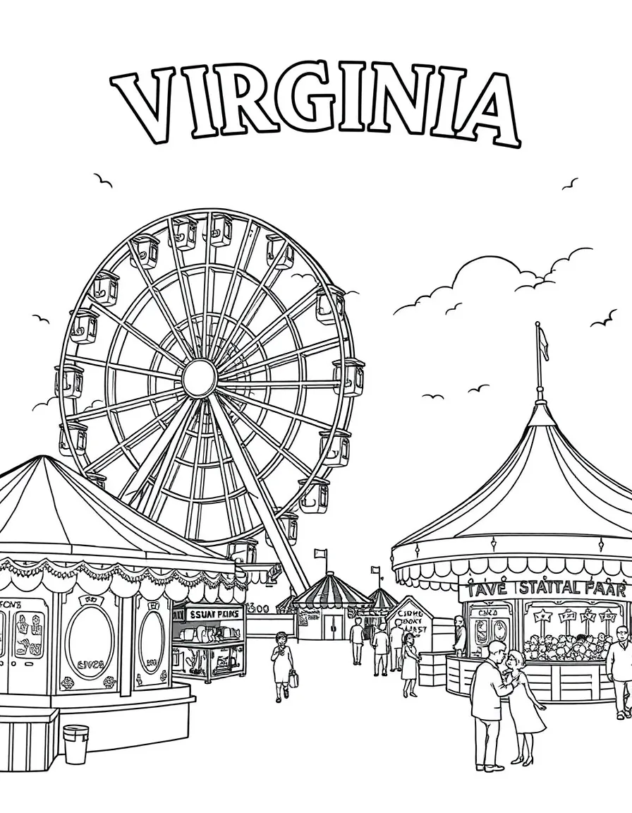 (Virginia) The Virginia State Fair with Ferris wheels and carnival games