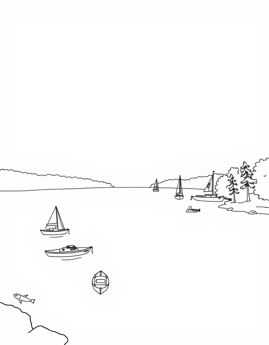 (Virginia) Lake Anna with boats and swimming areas