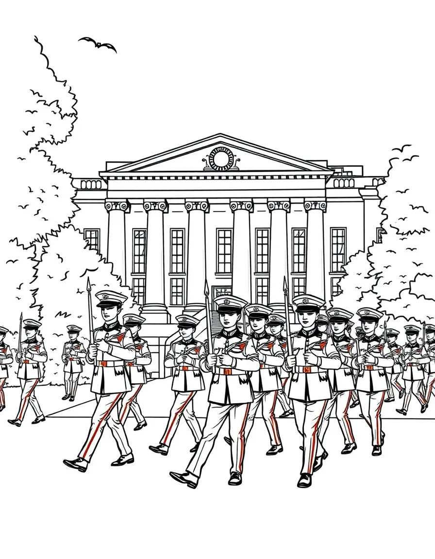 (Virginia) Virginia Military Institute with cadets marching
