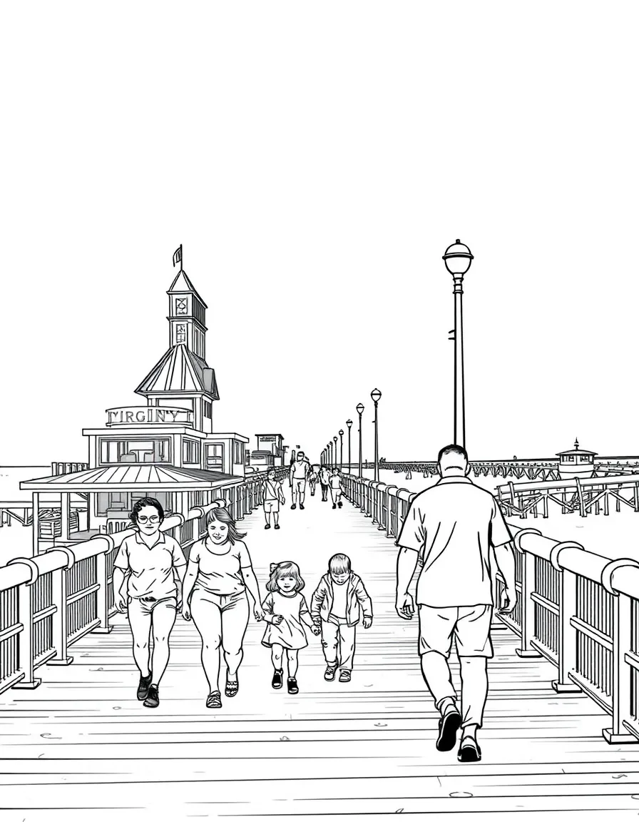 (Virginia) Virginia Beach boardwalk with families walking