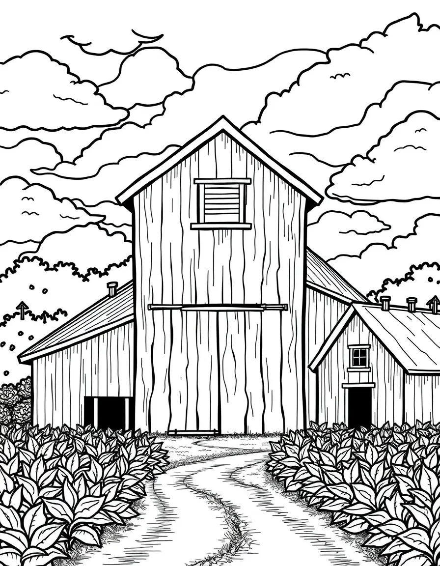 (Virginia) Virginia's tobacco barns with distinctive architecture