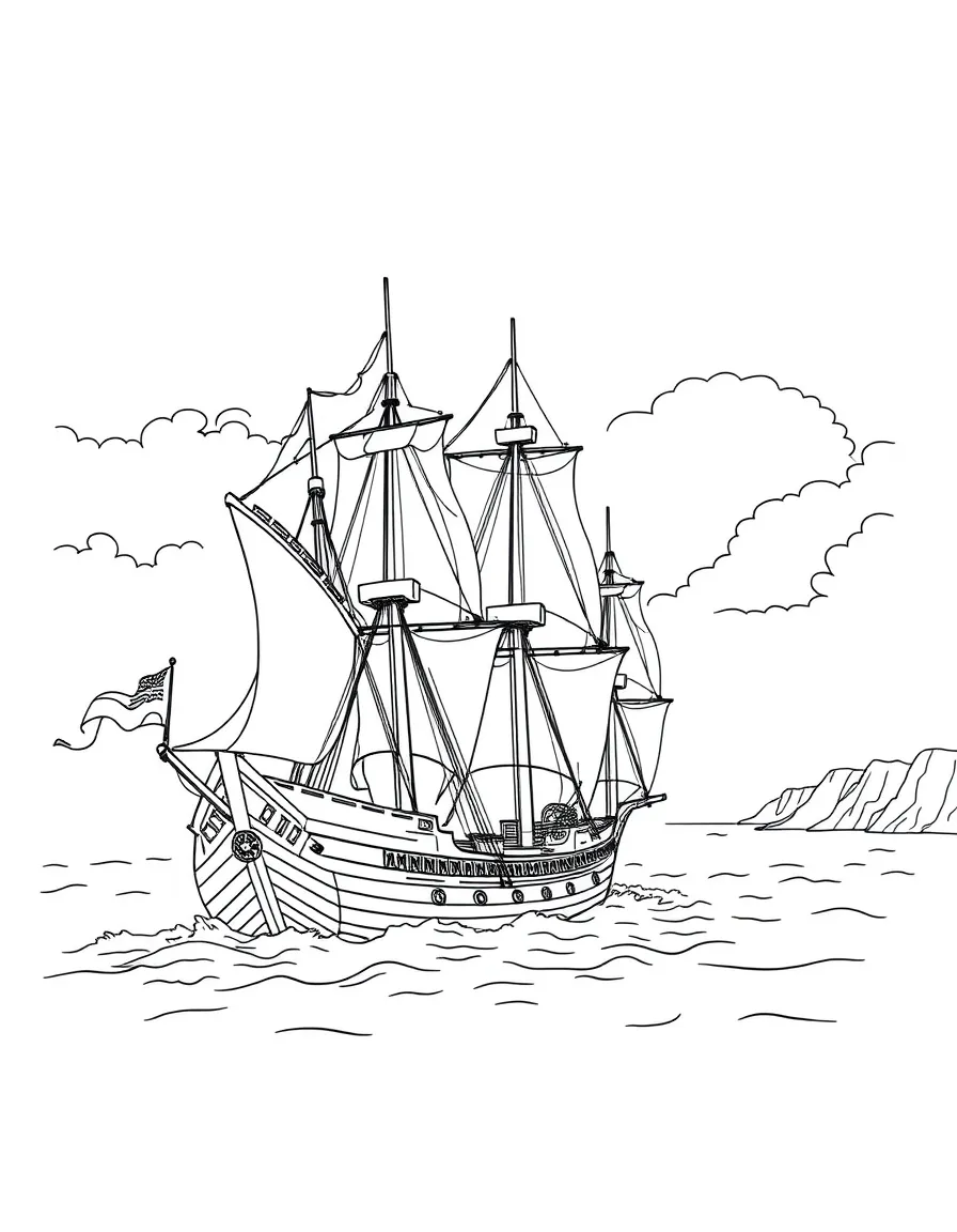 (Virginia) The Virginia Company ships sailing to Jamestown