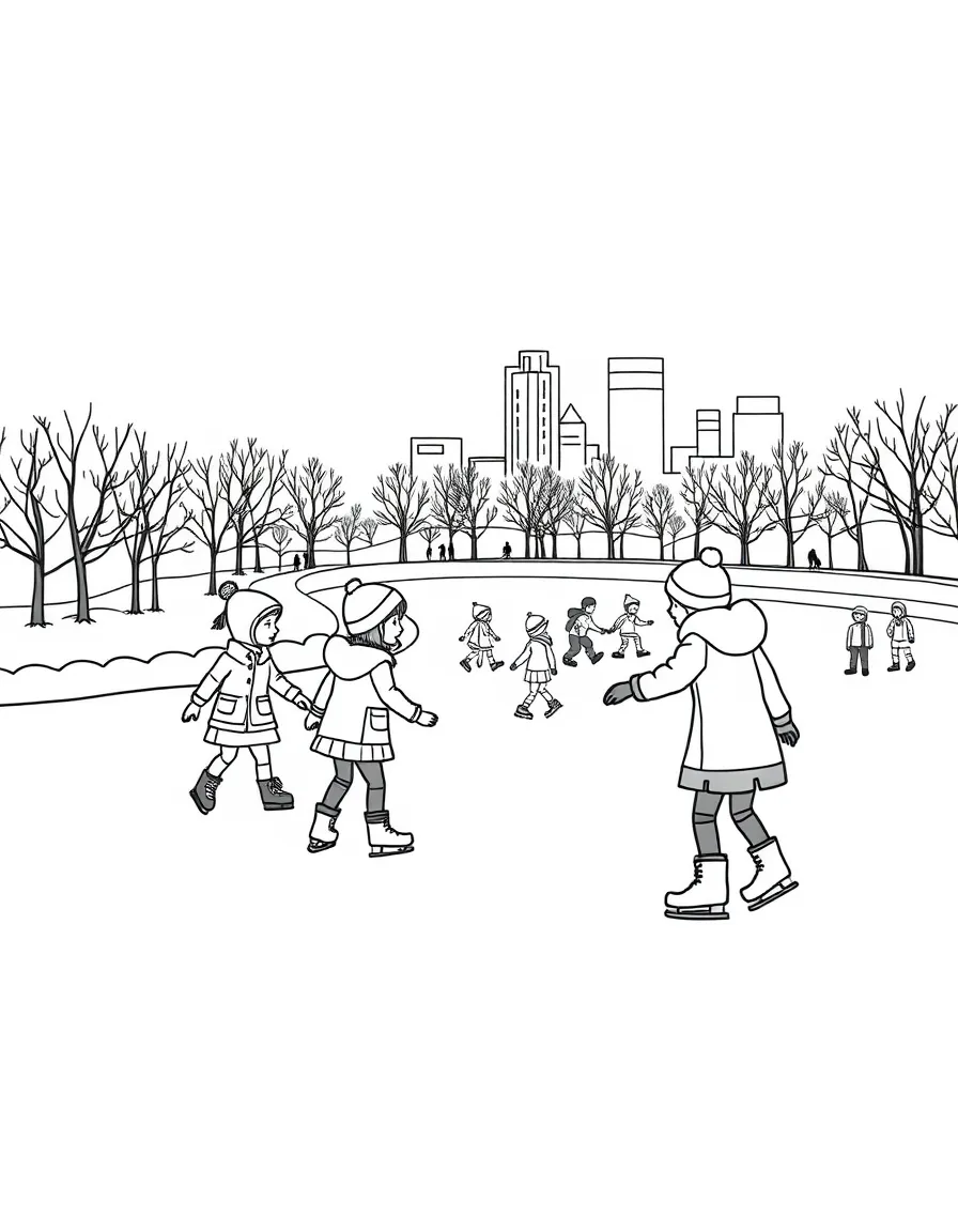 (Illinois) Children ice skating at Maggie Daley Park