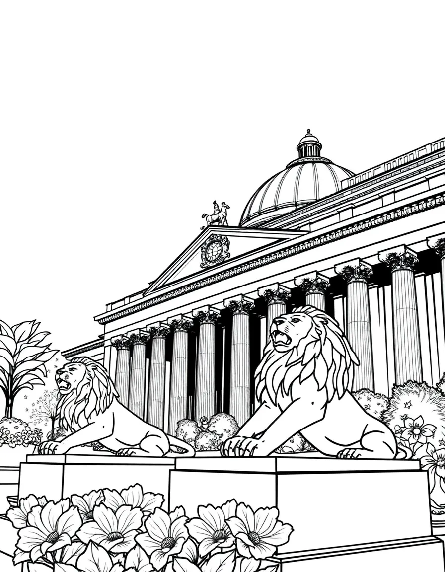 (Illinois) The Art Institute of Chicago with lion statues