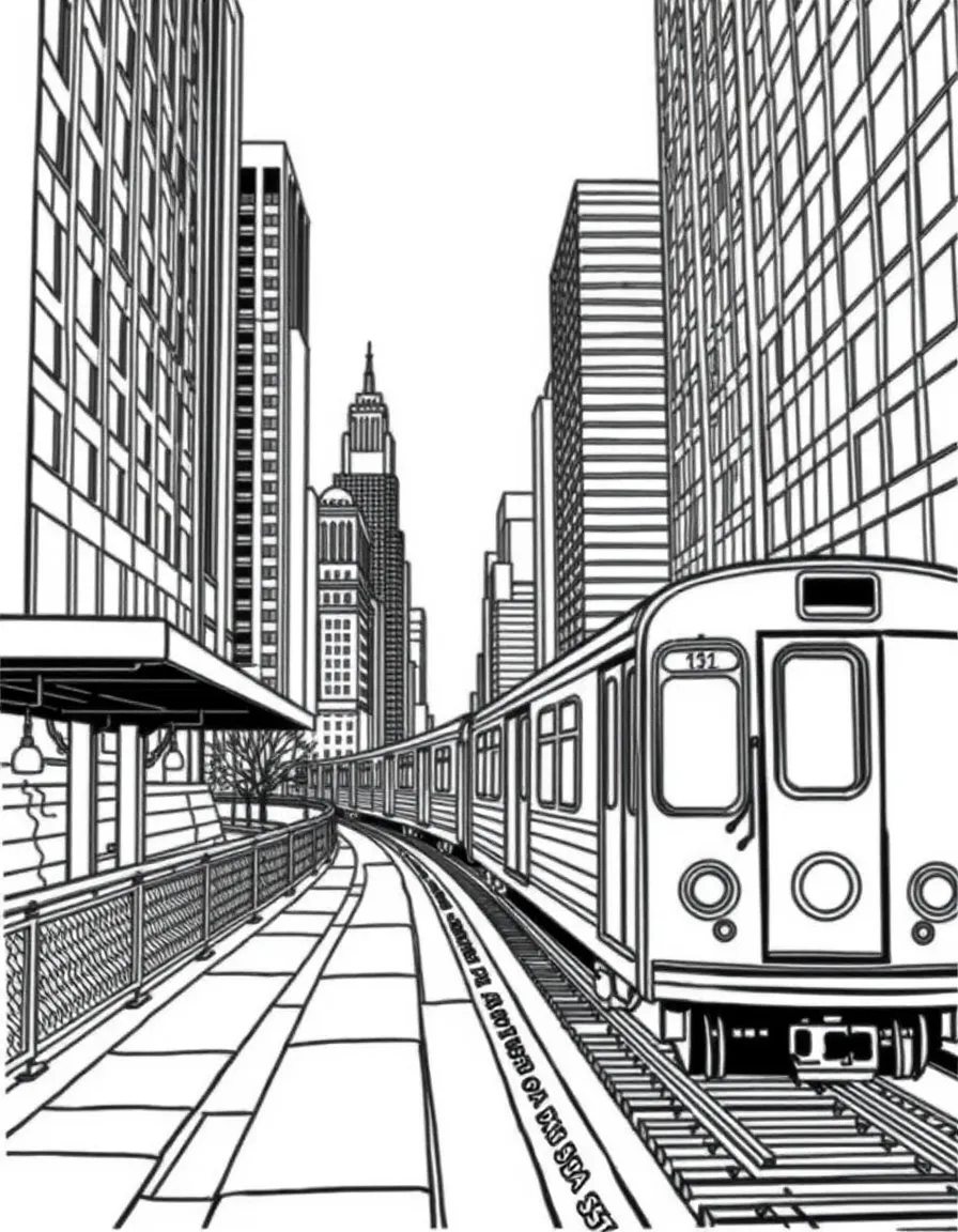 (Illinois) The Chicago “L” train passing by skyscrapers