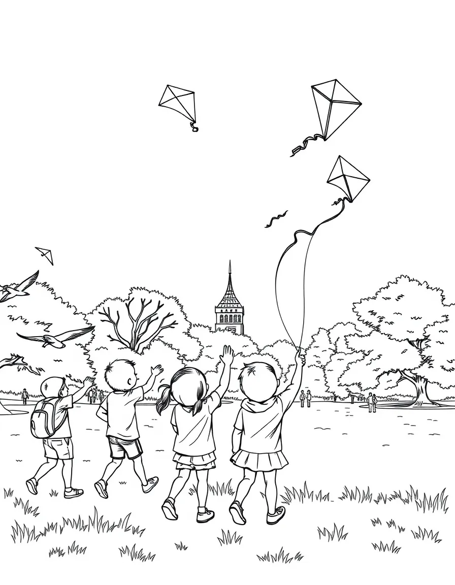 (Illinois) Kids flying kites at Grant Park