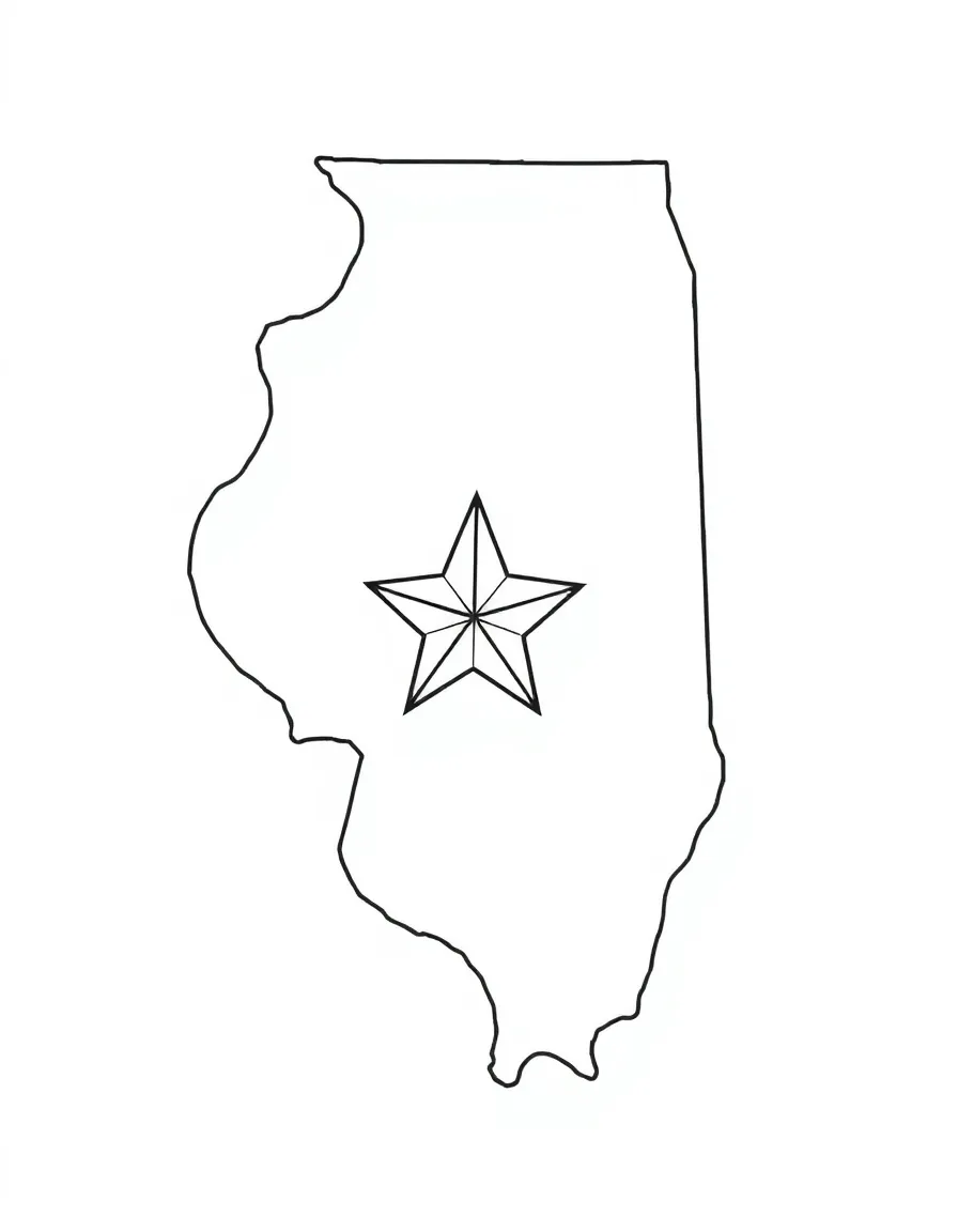 (Illinois) A map of Illinois with a star on Springfield