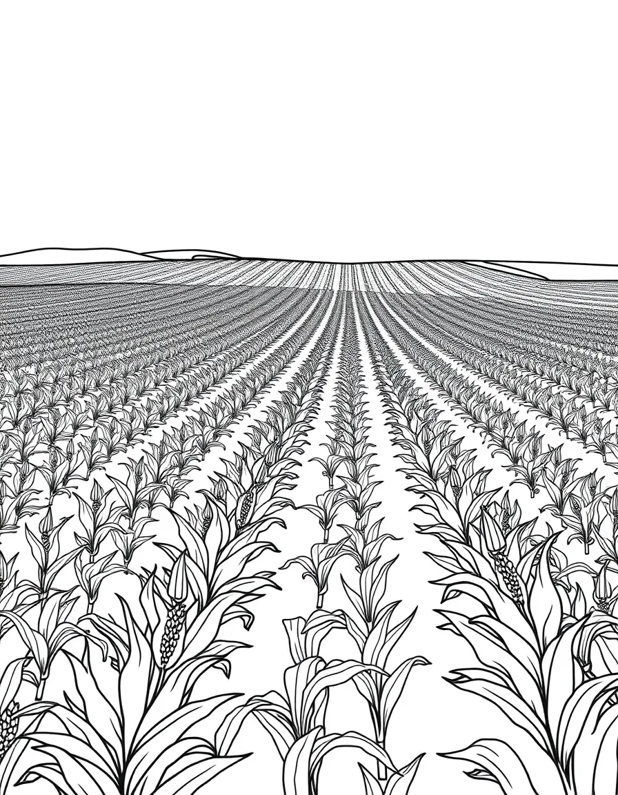 (Iowa) Soybeans growing in neat rows across farmland