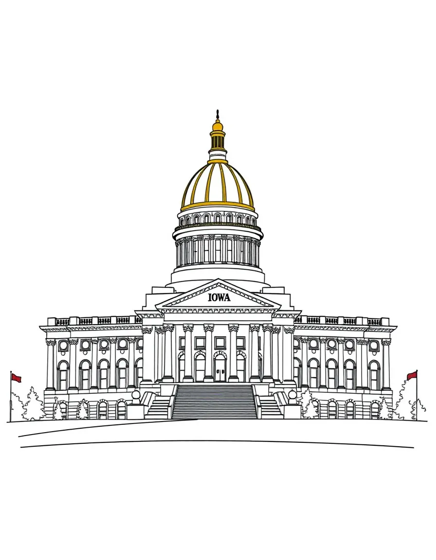 (Iowa) The Iowa State Capitol building with its golden dome