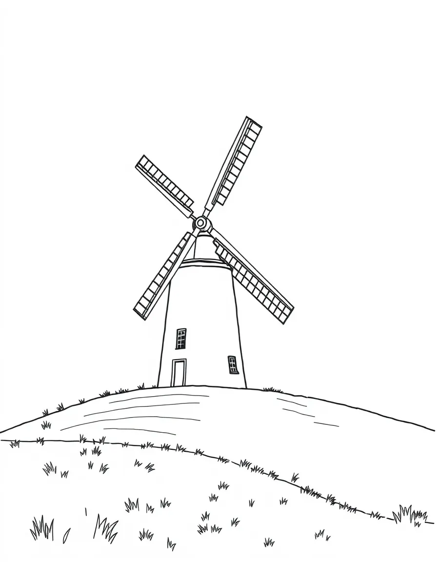 (Iowa) A windmill turbine generating energy on a hill
