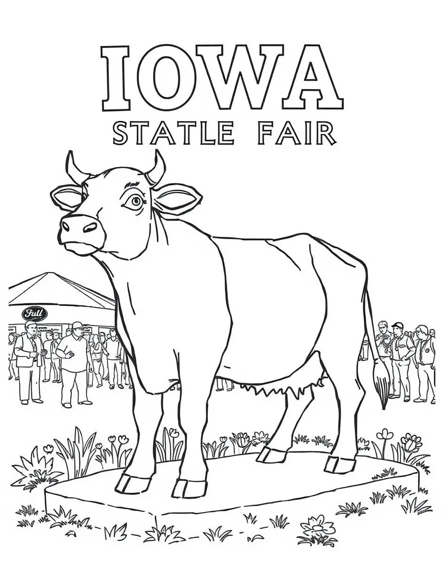(Iowa) The Iowa State Fair butter cow sculpture display
