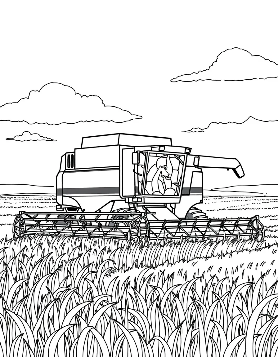 (Iowa) A combine harvester working in a wheat field