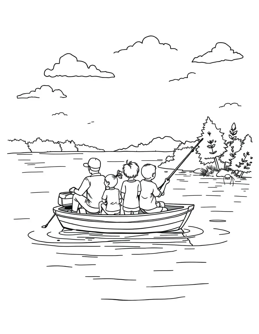 (Iowa) A family fishing on one of Iowa's many lakes