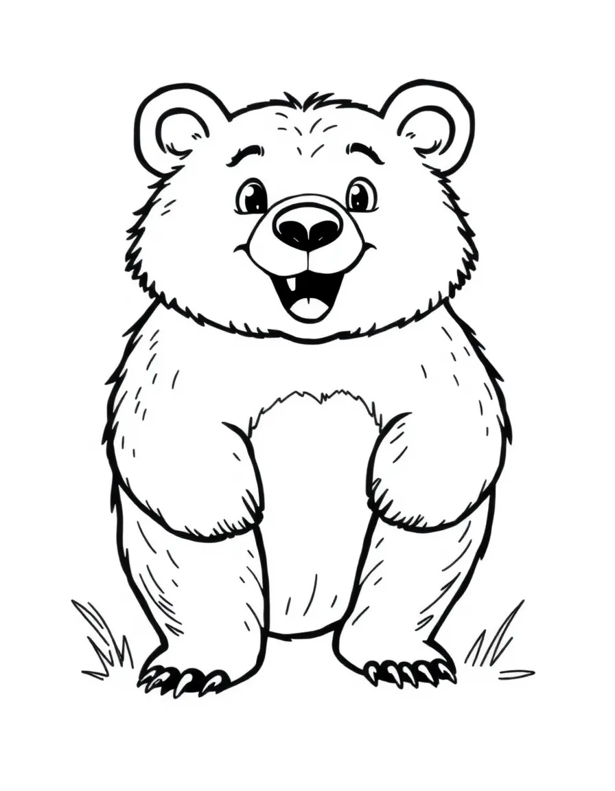 (Alabama) A friendly cartoon of a black bear (Alabama’s state mammal)