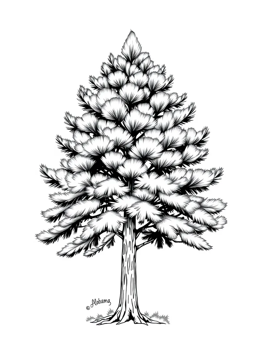 (Alabama) A majestic longleaf pine tree (state tree of Alabama)