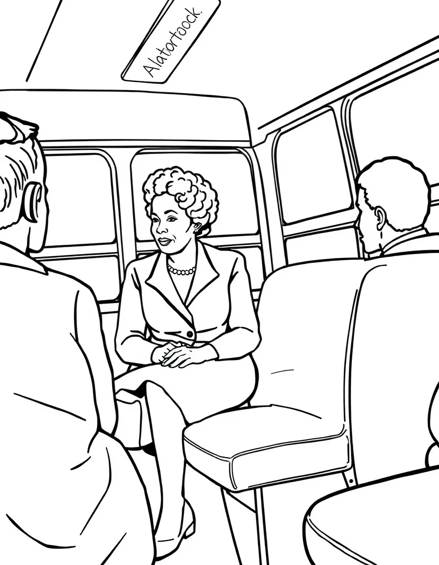 (Alabama) Rosa Parks sitting on a bus (civil rights moment)