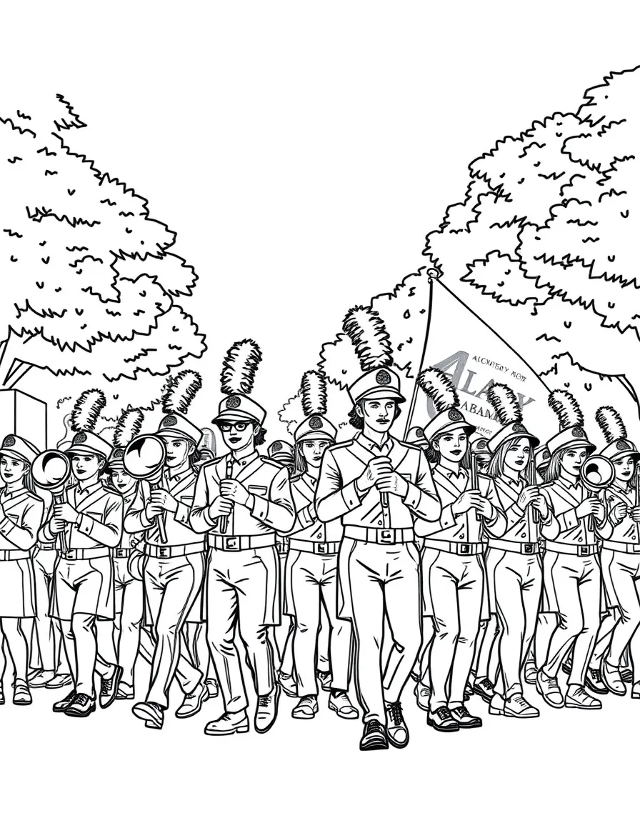 (Alabama) A group of marching band students in a parade