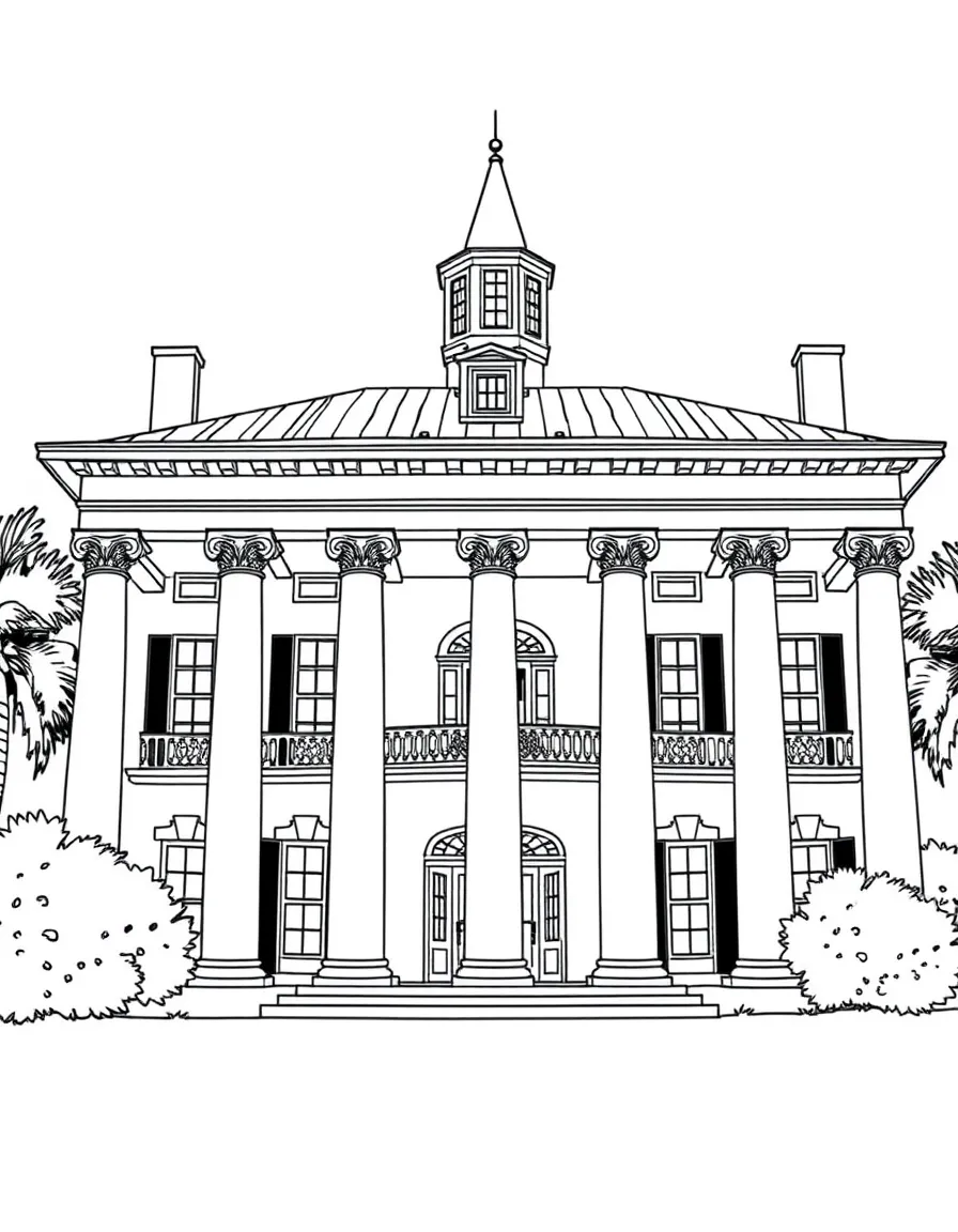 (Alabama) A Southern-style mansion with tall white columns