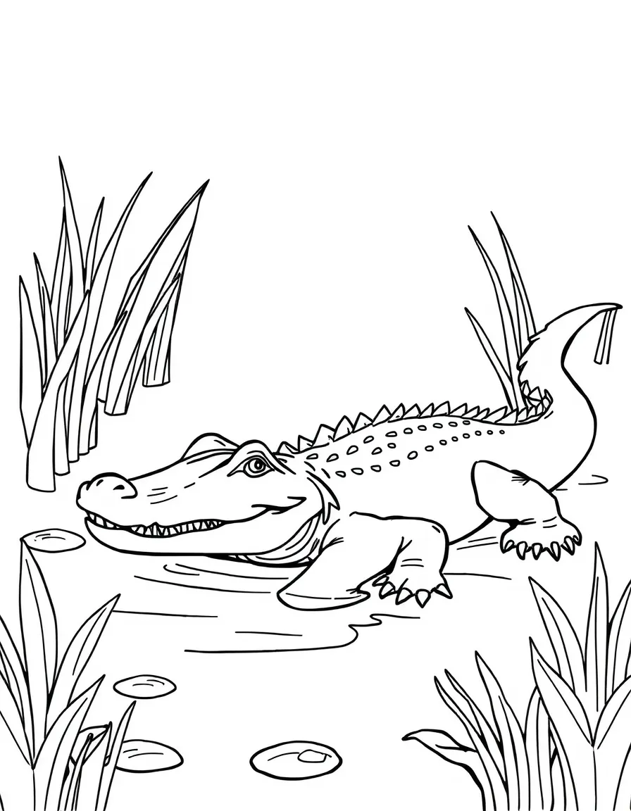 (Alabama) A friendly alligator in the wetlands