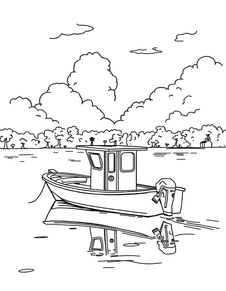 (Alabama) A small boat floating on Lake Martin