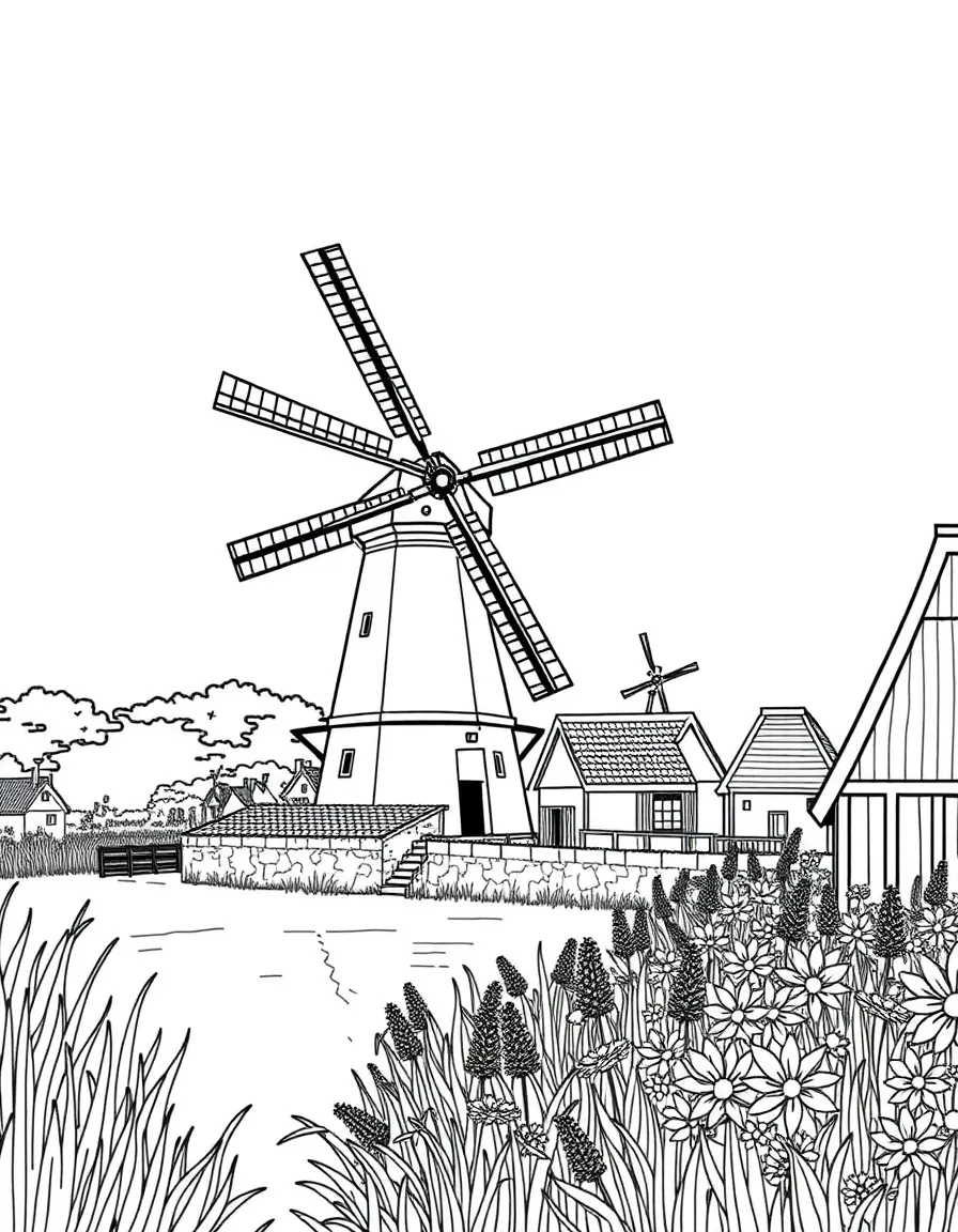(Netherland, Holland) Zaanse Schans historic windmill village landscape