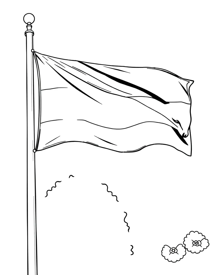 (Netherland, Holland) Dutch flag waving on a tall flagpole