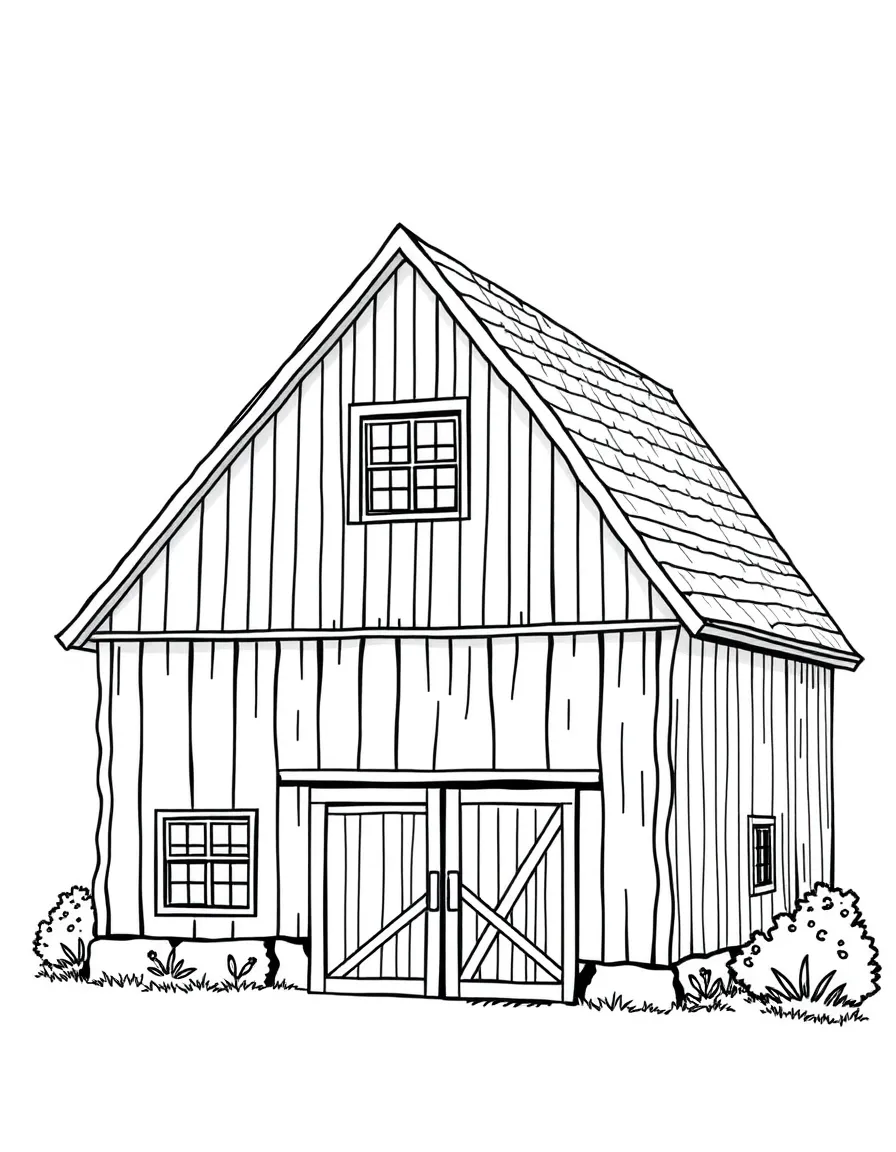 (Netherland, Holland) Dutch barn with characteristic gambrel roof design