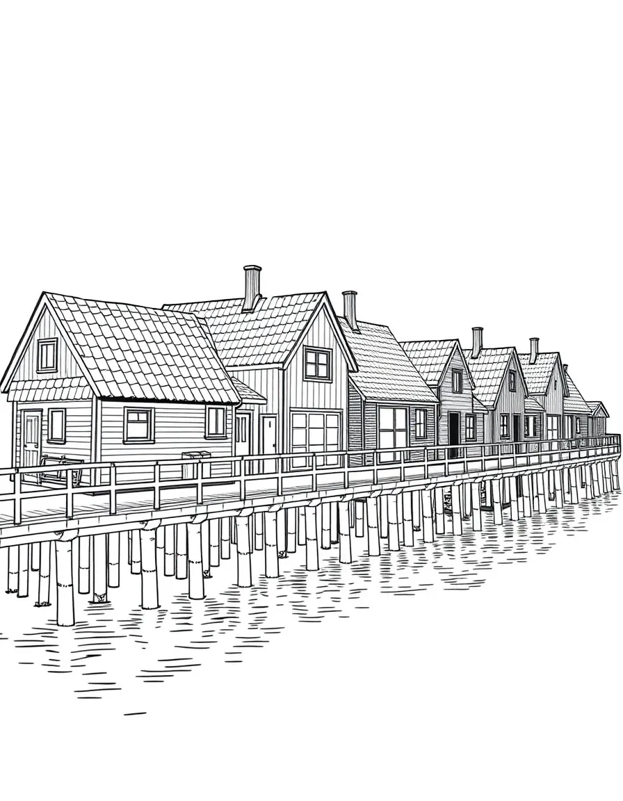 (Netherland, Holland) Marken village with traditional wooden houses on stilts