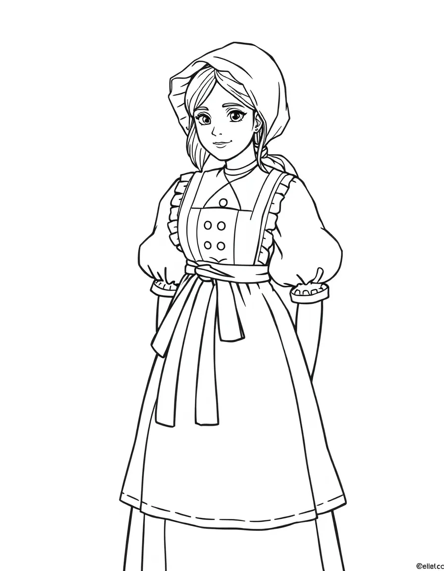 (Netherland, Holland) Traditional Dutch costume with puffy sleeves and bonnet