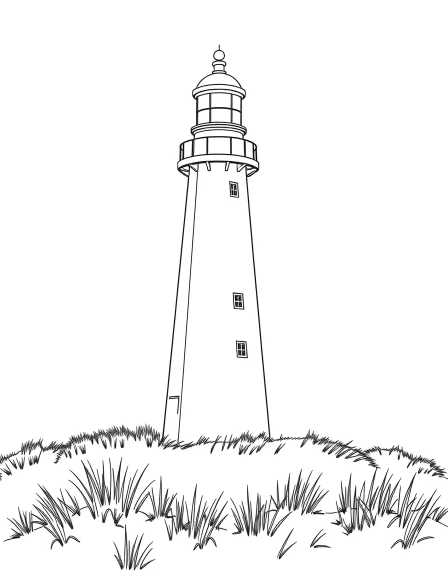 (Netherland, Holland) Dutch lighthouse standing tall on coastal dunes