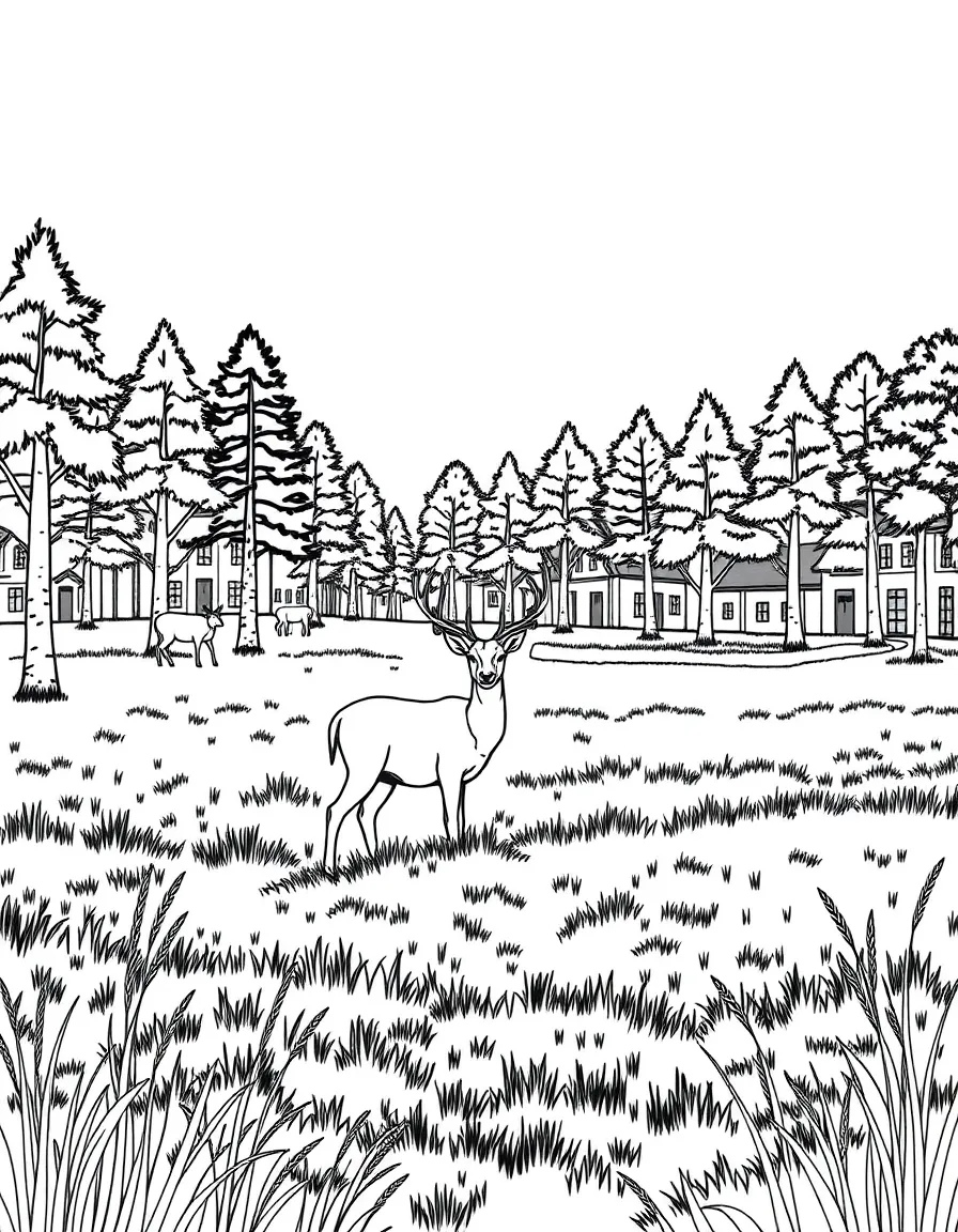 (Netherland, Holland) Hoge Veluwe National Park with deer and forest scenery