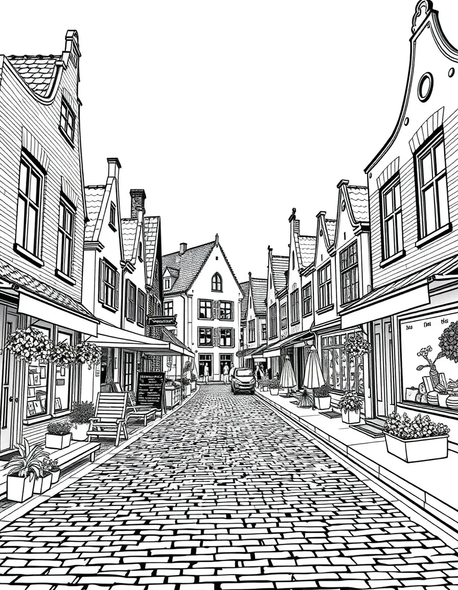 (Netherland, Holland) Traditional Dutch market square with cobblestones