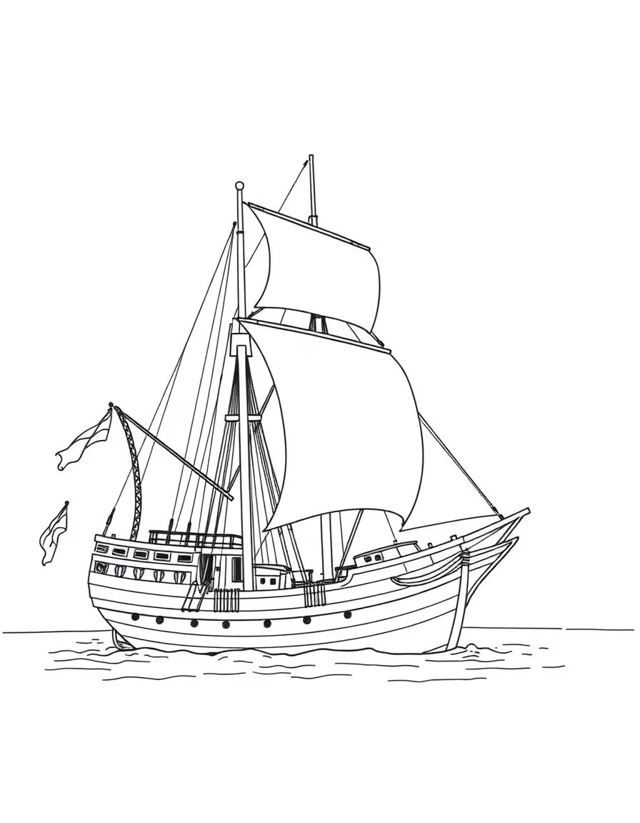 (Netherland, Holland) Traditional sailing ship (fluyt) with multiple masts