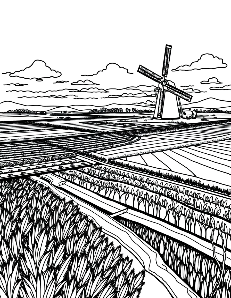 (Netherland, Holland) Polder landscape with geometric field patterns